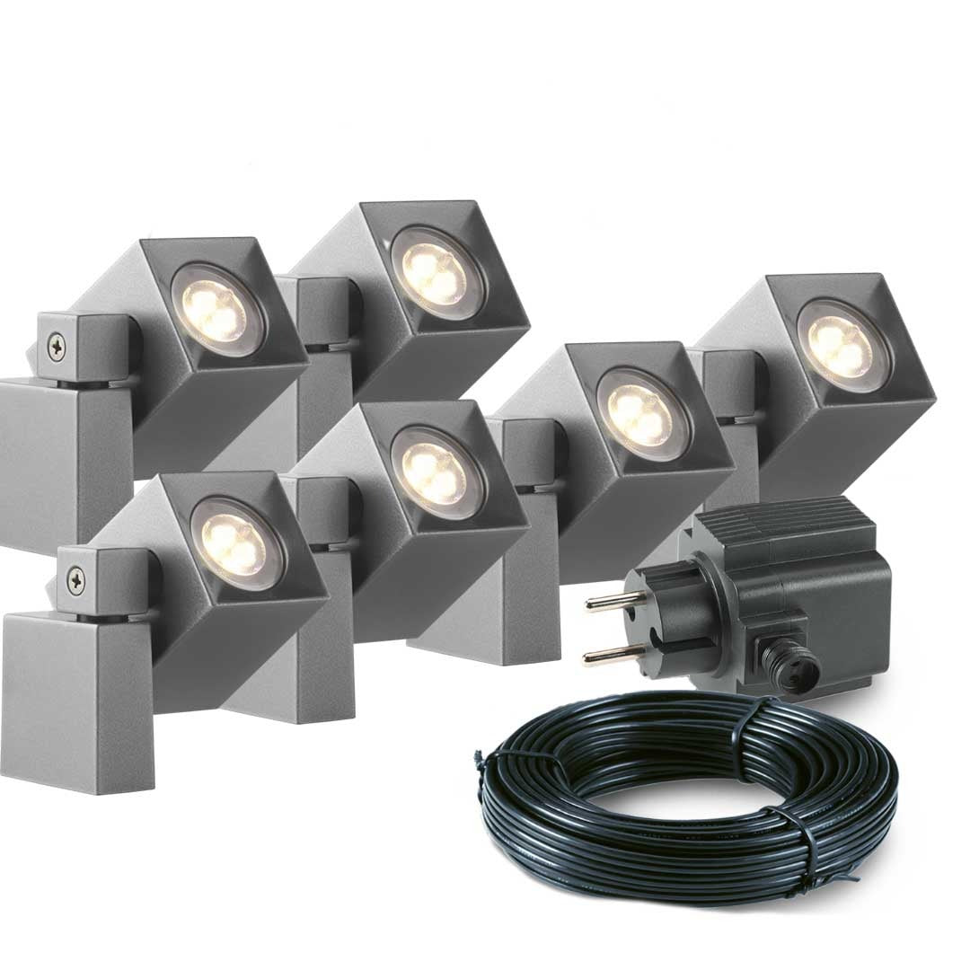 6x LED wand spot - 2 Watt - 12V - Grijs - complete set 6x LED wand spot - 2 Watt - 12V - Grijs - complete set